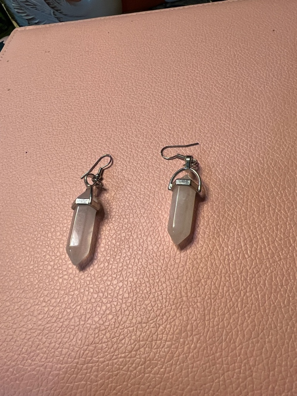 Rose Quartz Point Drop Earrings - Unbranded